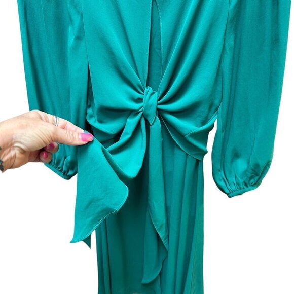 Anthropologie Dress Maeve Green Chiffon Valparaiso Bow Career Work Size 2 - Picture 3 of 9